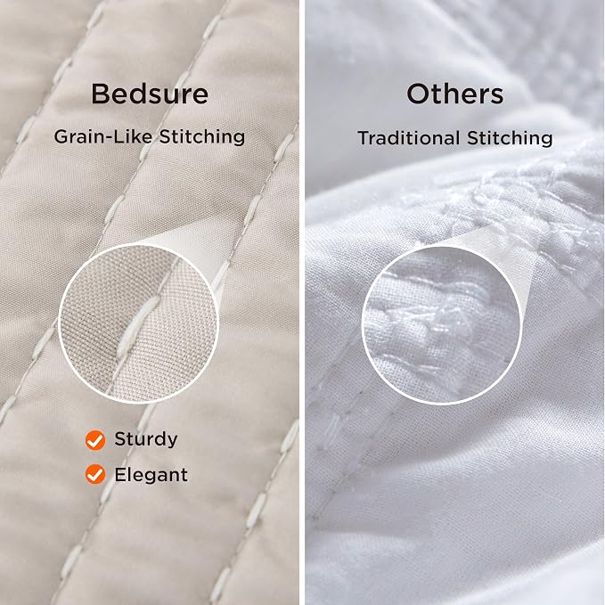 Bedsure White Quilts Queen Size - Queen Quilt Bedding Set Bedspread Coverlet, Lightweight Corduroy Pattern Bedspread, 3-Piece Set with 90"x96" Coverlet & 2 Pillow Shams, All-Season Soft Microfiber