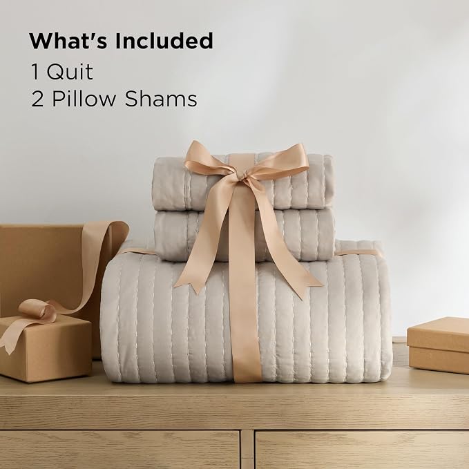 Bedsure White Quilts Queen Size - Queen Quilt Bedding Set Bedspread Coverlet, Lightweight Corduroy Pattern Bedspread, 3-Piece Set with 90"x96" Coverlet & 2 Pillow Shams, All-Season Soft Microfiber