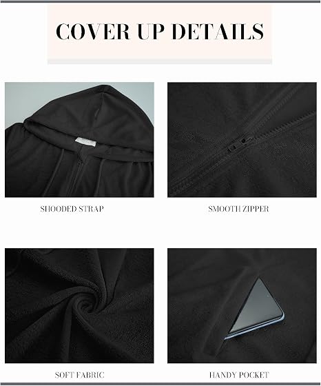 Bsubseach Terry Cloth Cover Up - Women 2025 Zipper Swimsuit Coverup Hooded Swim Robes Beach Coverups with Pockets 's Choice