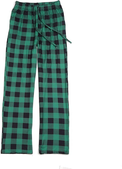 Lounge Pants Womens Pajama Pants With Pockets Warm Plaid Flannel Lounge Pants Comfy Pj Pants 1-2 Pack