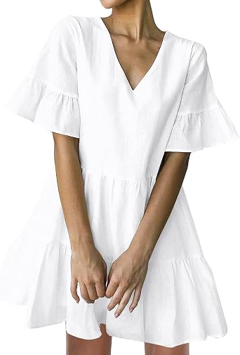 FANCYINN White Bell Sleeve V-Neckline