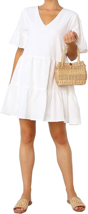 FANCYINN White Bell Sleeve V-Neckline