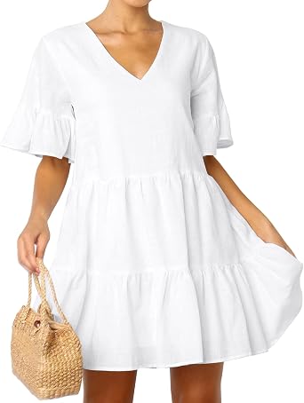 FANCYINN White Bell Sleeve V-Neckline