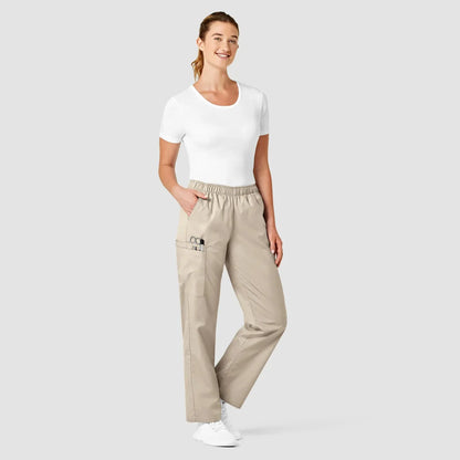 WINK Women's Plus Size Pull-On Cargo Pant, Khaki, XS/Petite