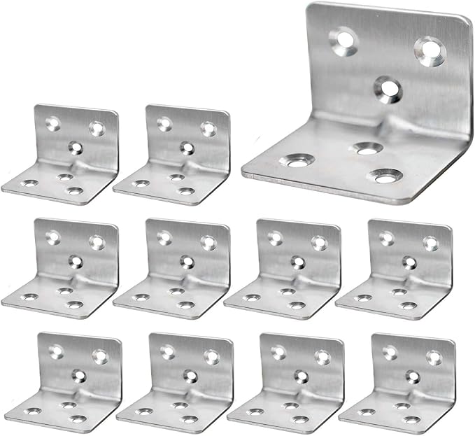 24Pcs Stainless Steel Angle Brackets,1.2 x 1.2 x 1.5 Wide Small Corner Brace for Joining Furniture, Heavy Duty 90 Degree L Shape Corner Bracket, Right Angle Bracket for Wood Cabinets Furniture