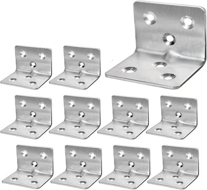 24Pcs Stainless Steel Angle Brackets,1.2 x 1.2 x 1.5 Wide Small Corner Brace for Joining Furniture, Heavy Duty 90 Degree L Shape Corner Bracket, Right Angle Bracket for Wood Cabinets Furniture