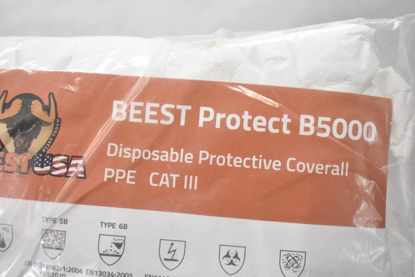 Beest Protect B5000 Disposable Protective Coverall PPE CAT III w Hood White XL
