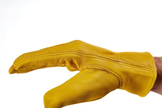 Hunter Premium Deerskin Gloves, Gold, XX-Large - Unlined Full Grain Leather Work Gloves with Ergonomic Design, Reinforced Index Finger - Soft Leather Gloves - Premium Mens Leather Goods