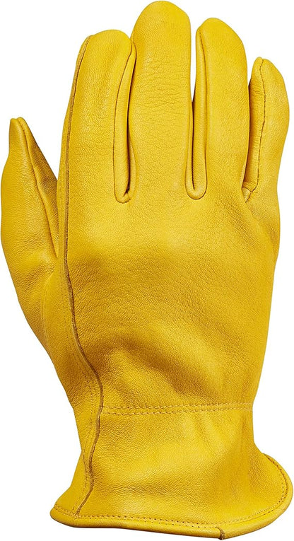 Hunter Premium Deerskin Gloves, Gold, XX-Large - Unlined Full Grain Leather Work Gloves with Ergonomic Design, Reinforced Index Finger - Soft Leather Gloves - Premium Mens Leather Goods