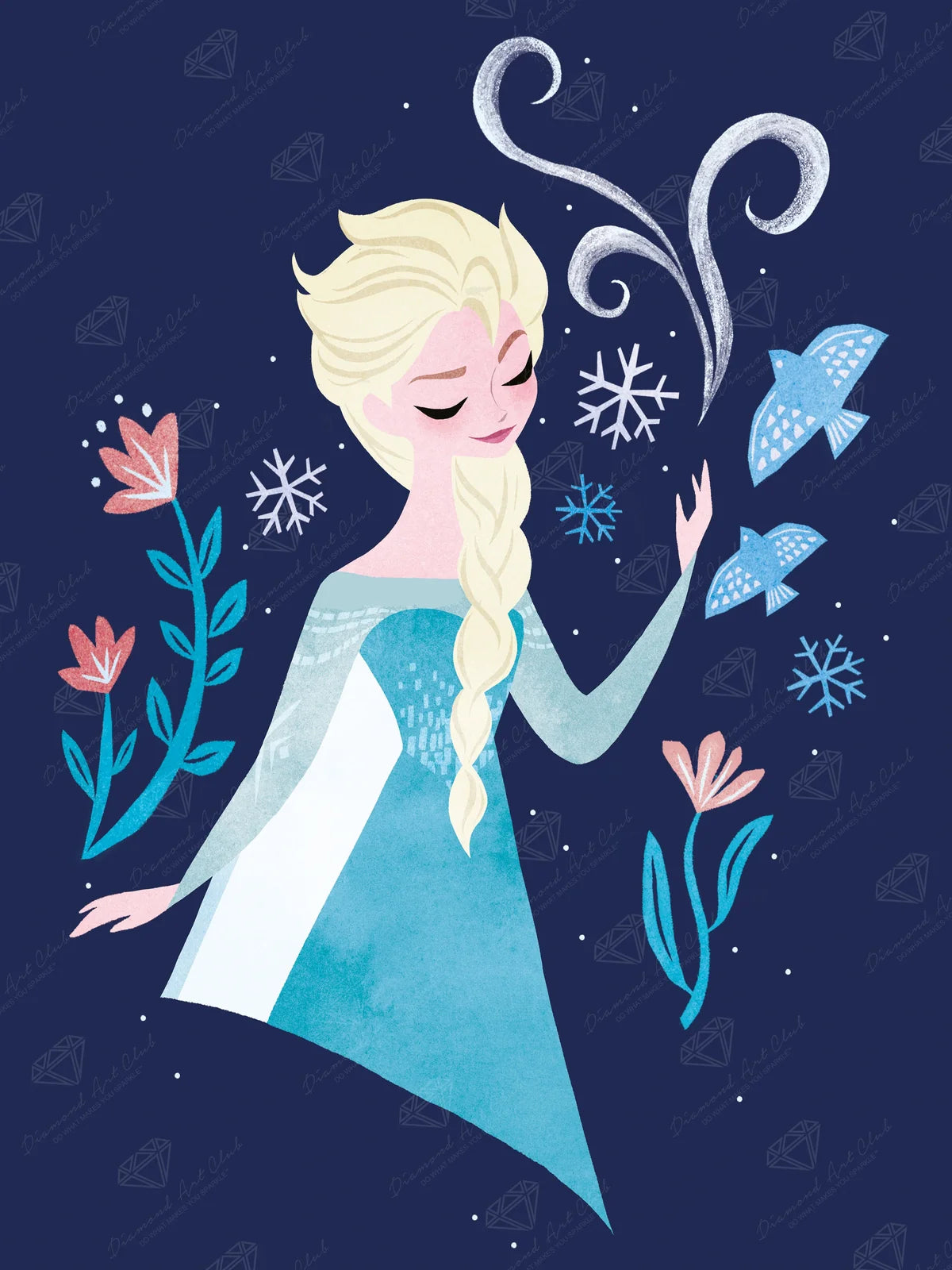 DIAMOND ART CLUB Elsa Diamond Painting Kit, Fun DIY Crafts for Adults, Round Diamond Art Canvas, 13" x 17" (33 cm x 44 cm)