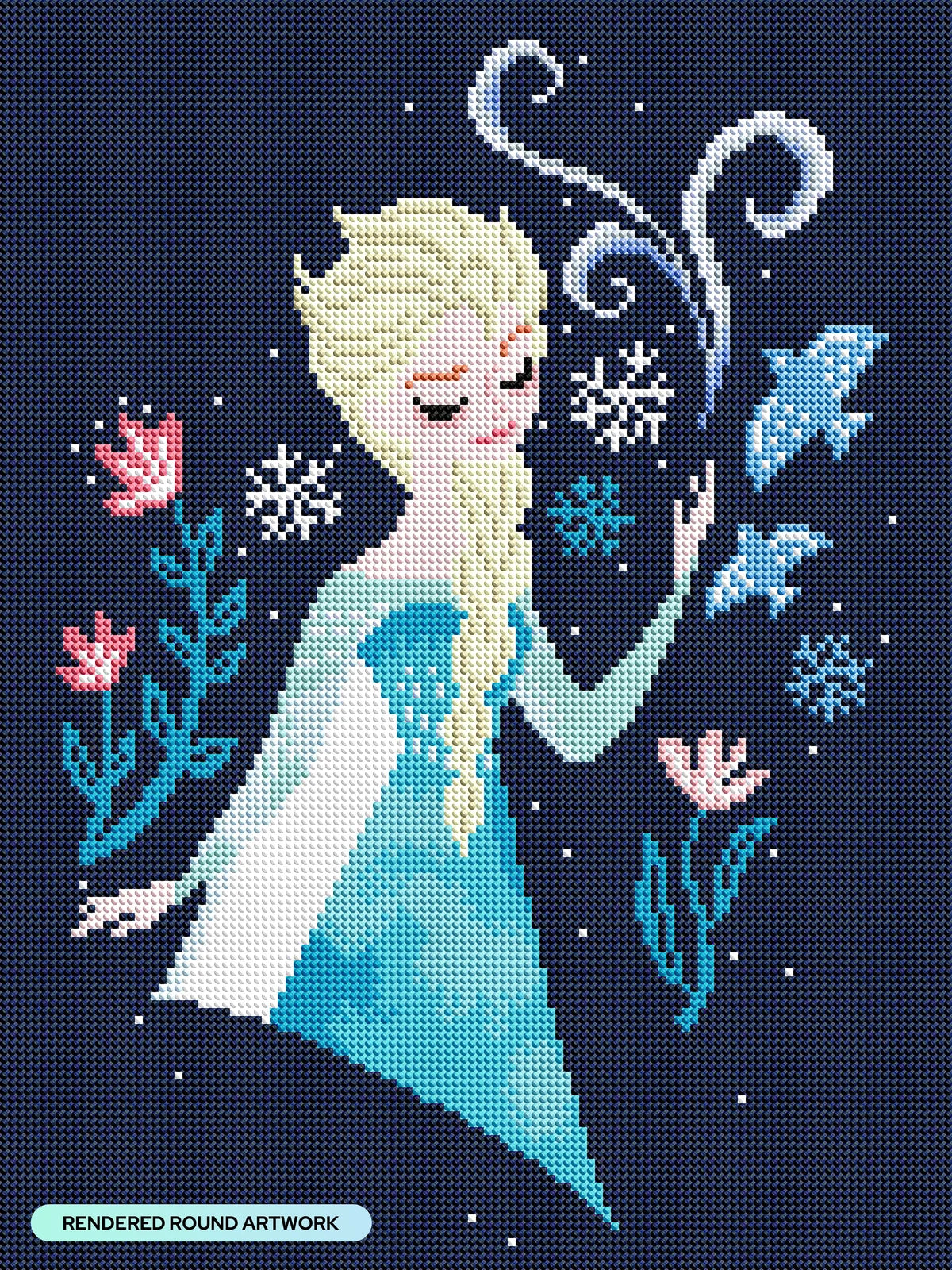 DIAMOND ART CLUB Elsa Diamond Painting Kit, Fun DIY Crafts for Adults, Round Diamond Art Canvas, 13" x 17" (33 cm x 44 cm)