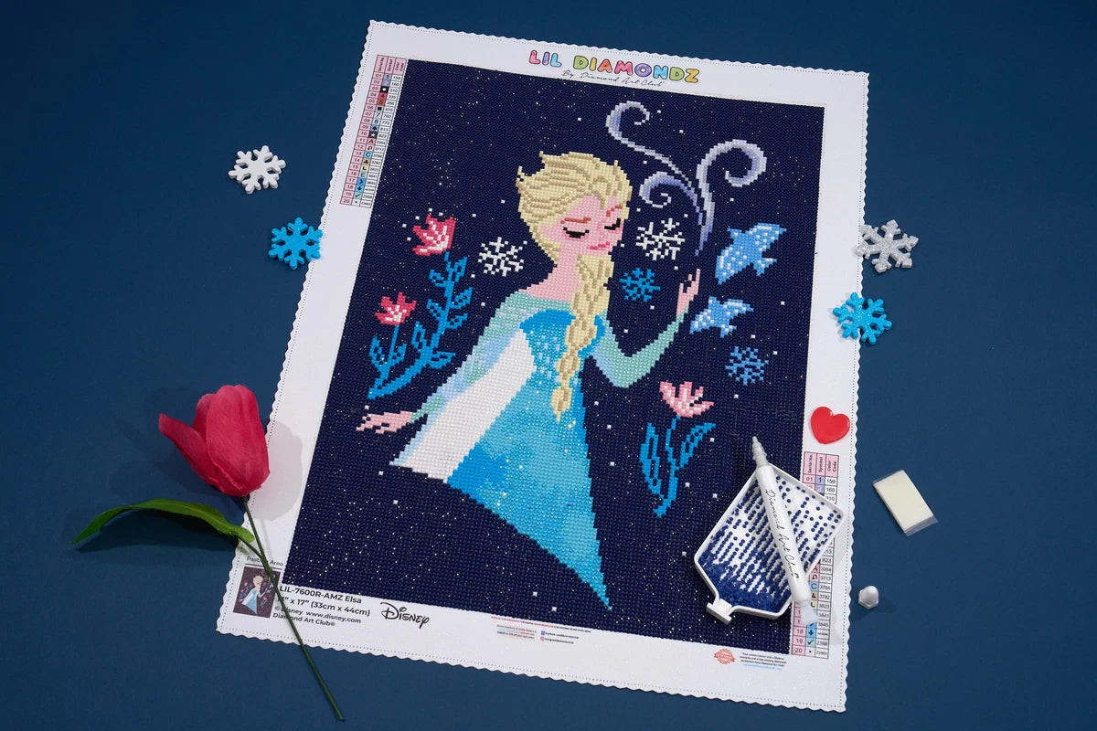 DIAMOND ART CLUB Elsa Diamond Painting Kit, Fun DIY Crafts for Adults, Round Diamond Art Canvas, 13" x 17" (33 cm x 44 cm)