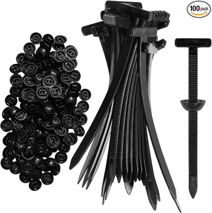 100PCS Nylon Universal Cable Tie Buckle, Multi Functional Heavy Duty Self-Locking Zip Ties, Holder With Pin Plastic Tools, Fasteners, Car Bodies, Resistant Zipties For Daily Fixing Of Automobiles