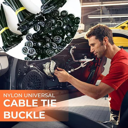 100PCS Nylon Universal Cable Tie Buckle, Multi Functional Heavy Duty Self-Locking Zip Ties, Holder With Pin Plastic Tools, Fasteners, Car Bodies, Resistant Zipties For Daily Fixing Of Automobiles