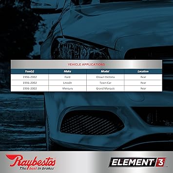 Raybestos Premium Raybestos Element3 EHT - Replacement Rear Brake Pad Set for Select 96-02 Ford Crown Victoria, 96-02 Lincoln Town Car and 96-02 Mercury Grand Marquis Model Years (EHT674AH)