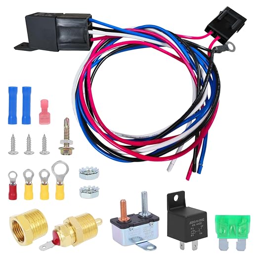 40 AMP Electric Fan Relay Kit with Thermostat Control Switch Electric 185 On 175 Off Electric Radiator Fan Relay Cooling Fan Relay Waterproof Fan Wiring Relay Kit for 12V Systems
