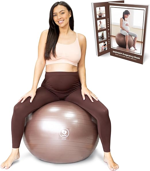 BABYGO Birthing Ball for Pregnancy & Labor + Our Award Winning Book - Exercise, Birth & Recovery Plan, 5X Stronger Than a Yoga Ball with Eco Friendly Material