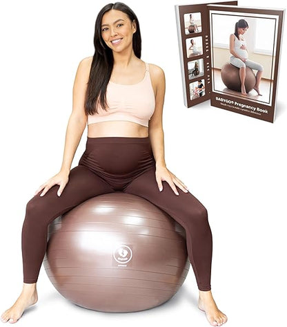 BABYGO Birthing Ball for Pregnancy & Labor + Our Award Winning Book - Exercise, Birth & Recovery Plan, 5X Stronger Than a Yoga Ball with Eco Friendly Material