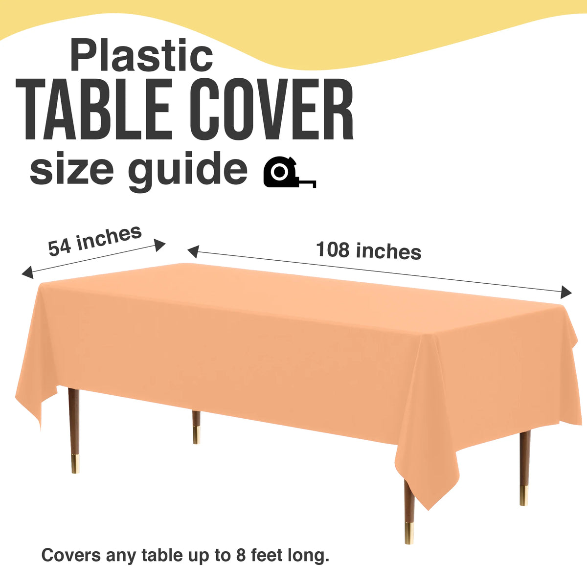 Premium Peach Plastic Table Cover 54 x 108 in.