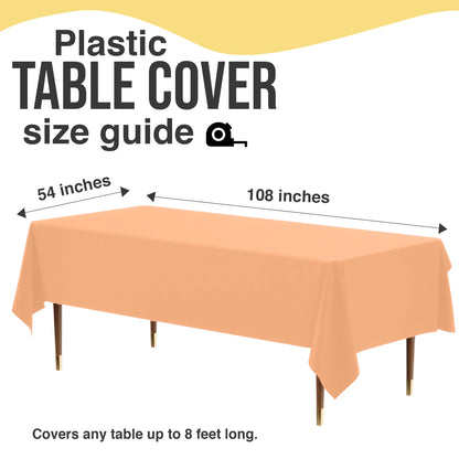 Premium Peach Plastic Table Cover 54 x 108 in.