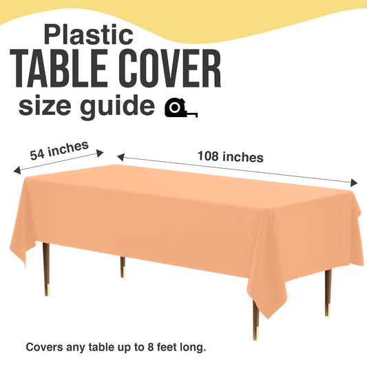 Premium Peach Plastic Table Cover 54 x 108 in.