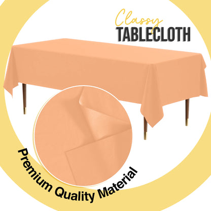 Premium Peach Plastic Table Cover 54 x 108 in.