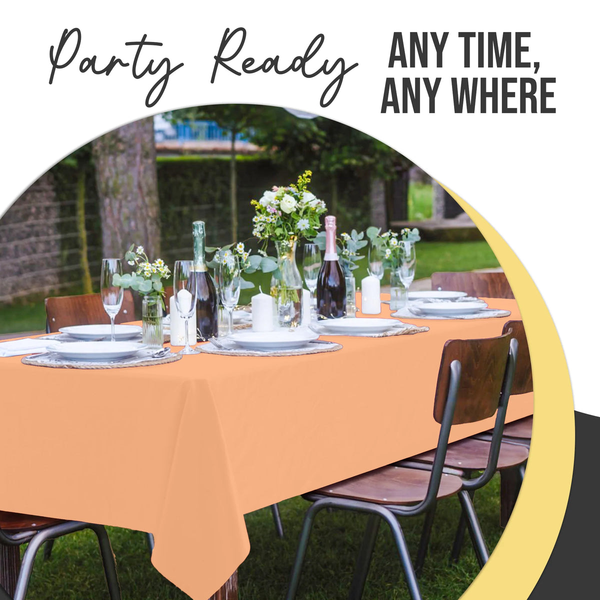 Premium Peach Plastic Table Cover 54 x 108 in.