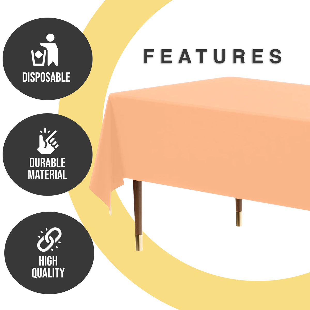 Premium Peach Plastic Table Cover 54 x 108 in.