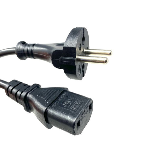 Power Cord Black CEE 7/17 To IEC 320-C17 H05VV-F 2074232M071C(R) | Male Pins (Blades) to Female Sockets (Slots)
