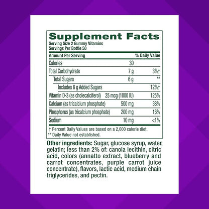 Vitafusion Calcium 500Mg Gummy Vitamins for Adults Creamy Swirled Fruits Dietary Supplement, 100 Count