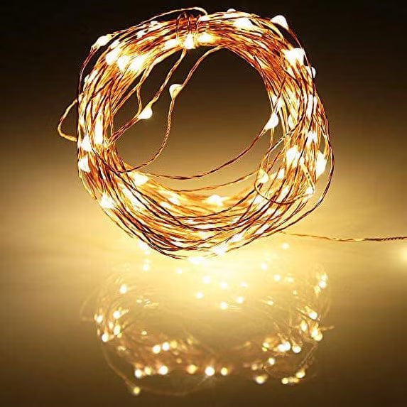 Lights Battery Operated, 3 Pack Mini Battery Powered Copper Wire Starry Fairy Lights for Bedroom, Christmas, Parties, Wedding, Centerpiece, Decoration (5m/16ft Warm White)