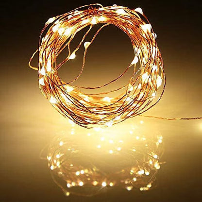 Lights Battery Operated, 3 Pack Mini Battery Powered Copper Wire Starry Fairy Lights for Bedroom, Christmas, Parties, Wedding, Centerpiece, Decoration (5m/16ft Warm White)