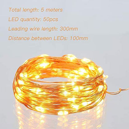 Lights Battery Operated, 3 Pack Mini Battery Powered Copper Wire Starry Fairy Lights for Bedroom, Christmas, Parties, Wedding, Centerpiece, Decoration (5m/16ft Warm White)