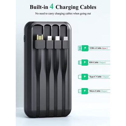 UYAYOHU Power-Bank-Solar-Portable-Charger - 40000mAh Power Bank Large Capacity Built in 3 Output and 1 Input Cables and Flashlight 5V3.1A Fast Charger Compatible with All Smart Phones and Devices