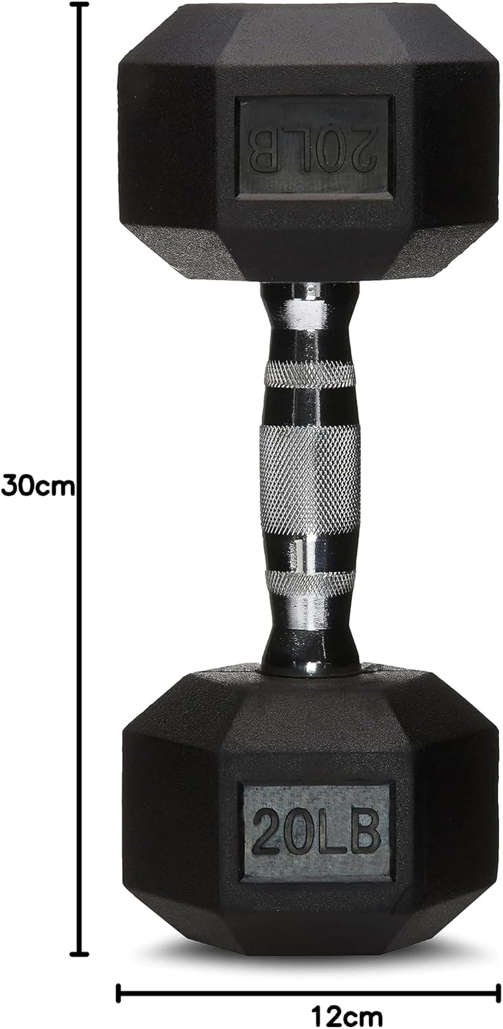 Basics Rubber Hex Dumbbell Hand Weight