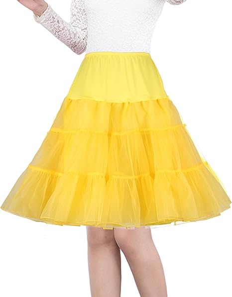 Shimaly Women's 50s Vintage Petticoat 26" Crinoline Rockabilly Tutu Skirt Slip S-3XL