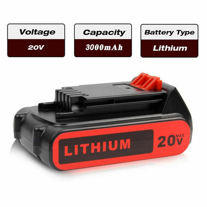 20v 3.0Ah LBXR20 Replacement Battery for Black and Decker 20V Battery lithium Max (1 pack)