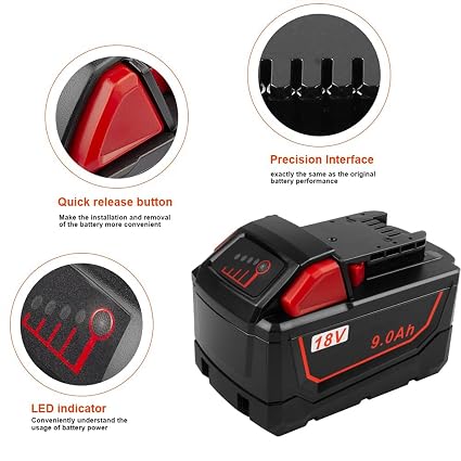 9000mAh 48-11-1880 High Output 18V Batteries Replacement for Milwaukee (2 pack)