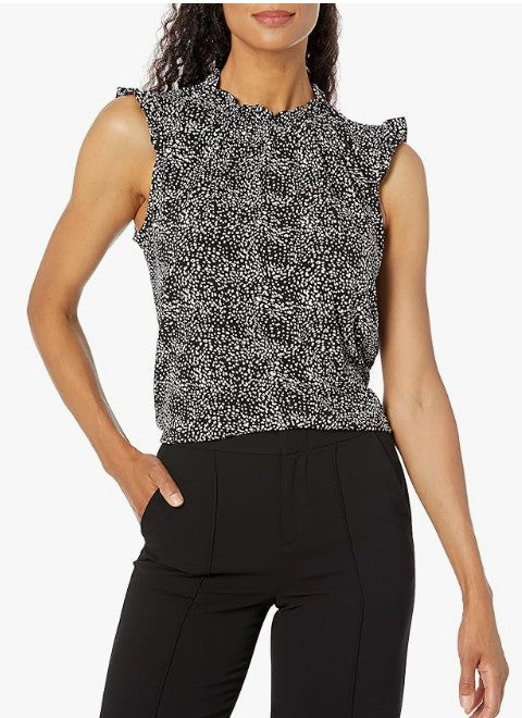Adrianna Papell Womens Ruffle Mock Neck Tank