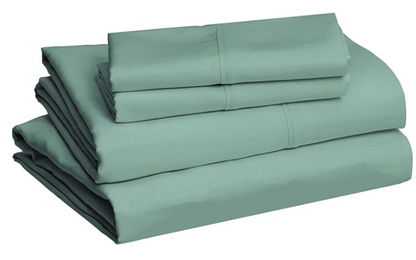 Amazon Basics Lightweight Super Soft Easy Care Breathable Microfiber 4-Piece Bed Sheet Set with 14-Inch Deep Pockets, King, Emerald Green, Solidd Sheet Set with 14-Inch Deep Pockets, Full, Emerald Green, Solid