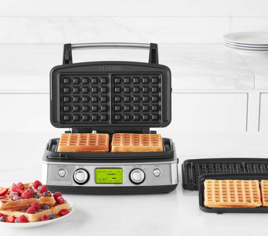 GreenPan Elite Ceramic Nonstick 2-Square Waffle Maker Premiere Stainless Steel