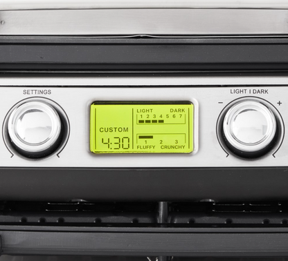 GreenPan Elite Ceramic Nonstick 2-Square Waffle Maker Premiere Stainless Steel