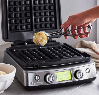 GreenPan Elite Ceramic Nonstick 2-Square Waffle Maker Premiere Stainless Steel