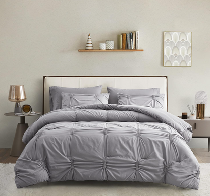 Maple&Stone Gray Comforter Sets for Queen Bed - Grey Bedding Sets Queen, Bed Set 5 Pieces, All Season Grey Bed in a Bag 88x88 inches