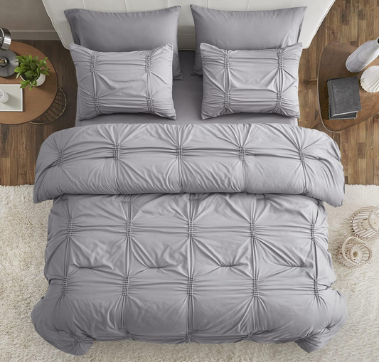 Maple&Stone Gray Comforter Sets for Queen Bed - Grey Bedding Sets Queen, Bed Set 5 Pieces, All Season Grey Bed in a Bag 88x88 inches