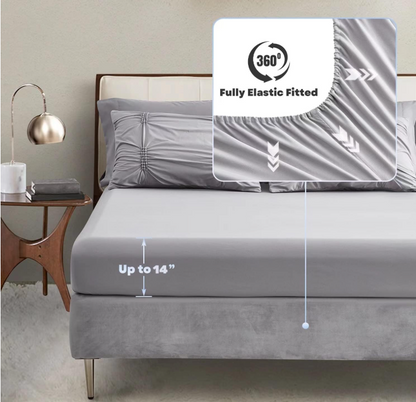Maple&Stone Gray Comforter Sets for Queen Bed - Grey Bedding Sets Queen, Bed Set 5 Pieces, All Season Grey Bed in a Bag 88x88 inches