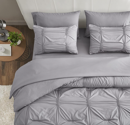 Maple&Stone Gray Comforter Sets for Queen Bed - Grey Bedding Sets Queen, Bed Set 5 Pieces, All Season Grey Bed in a Bag 88x88 inches