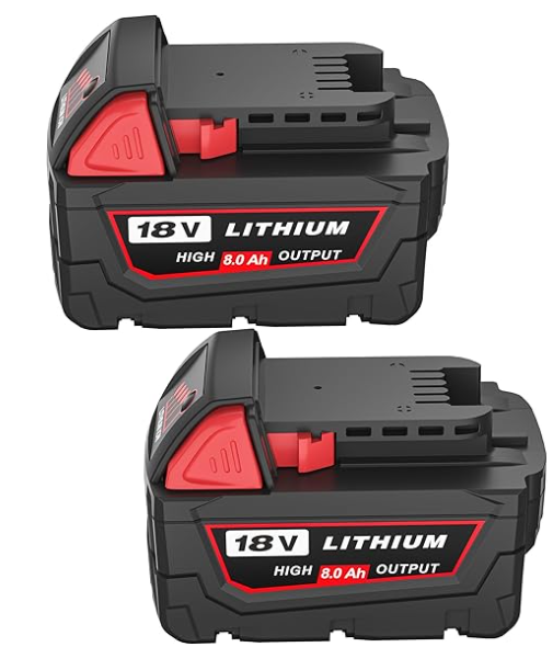 8.0Ah M-18 Battery Replacement for 18V Battery 48-11-1862 48-11-1852 48-11-1880 Compatible with Milwaukee (2 pack)