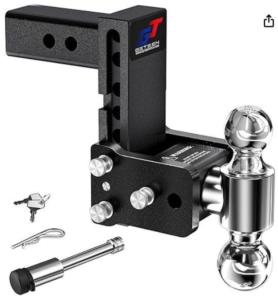 Adjustable Trailer Hitch Ball Mount - Fits 2.5" Receiver, Dual Ball (no security pins)