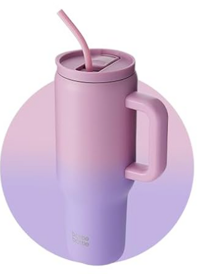 BOTTLE BOTTLE 40 oz Tumbler with Handle, Stainless Steel Vacuum Travel Mug,Car Cup, (Pink Purple)